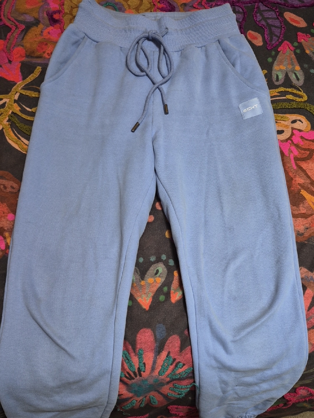 ECHT Periwinkle  Blue Fleece Joggers with Drawstring Waist